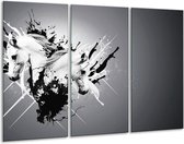 GroepArt - Schilderij -  Design, Paard - Zwart, Wit, Grijs - 120x80cm 3Luik - 6000+ Schilderijen 0p Canvas Art Collectie