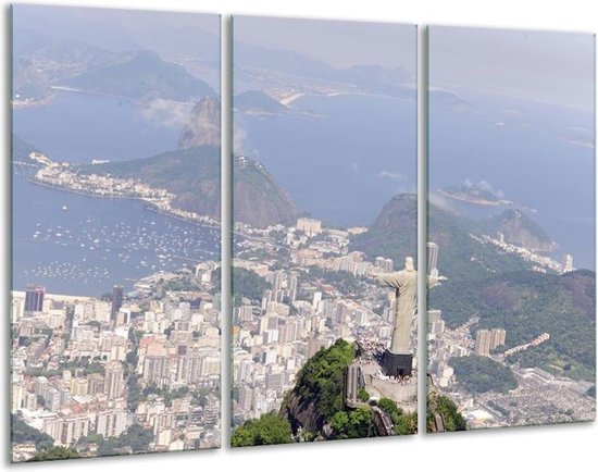 Glasschilderij Brazilie - Grijs, Blauw, Wit - 120x80cm 3Luik - Foto Op Glas - Geen Acrylglas Schilderij - GroepArt 6000+ Glas Art Collectie - Maatwerk Mogelijk