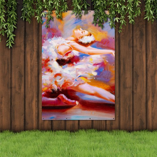 Affiche de jardin Gards - Peinture à l'huile Ballerine - Ballet - 120x180 cm - Toile de jardin - Décoration de jardin - Décoration murale extérieure - Peinture de jardin