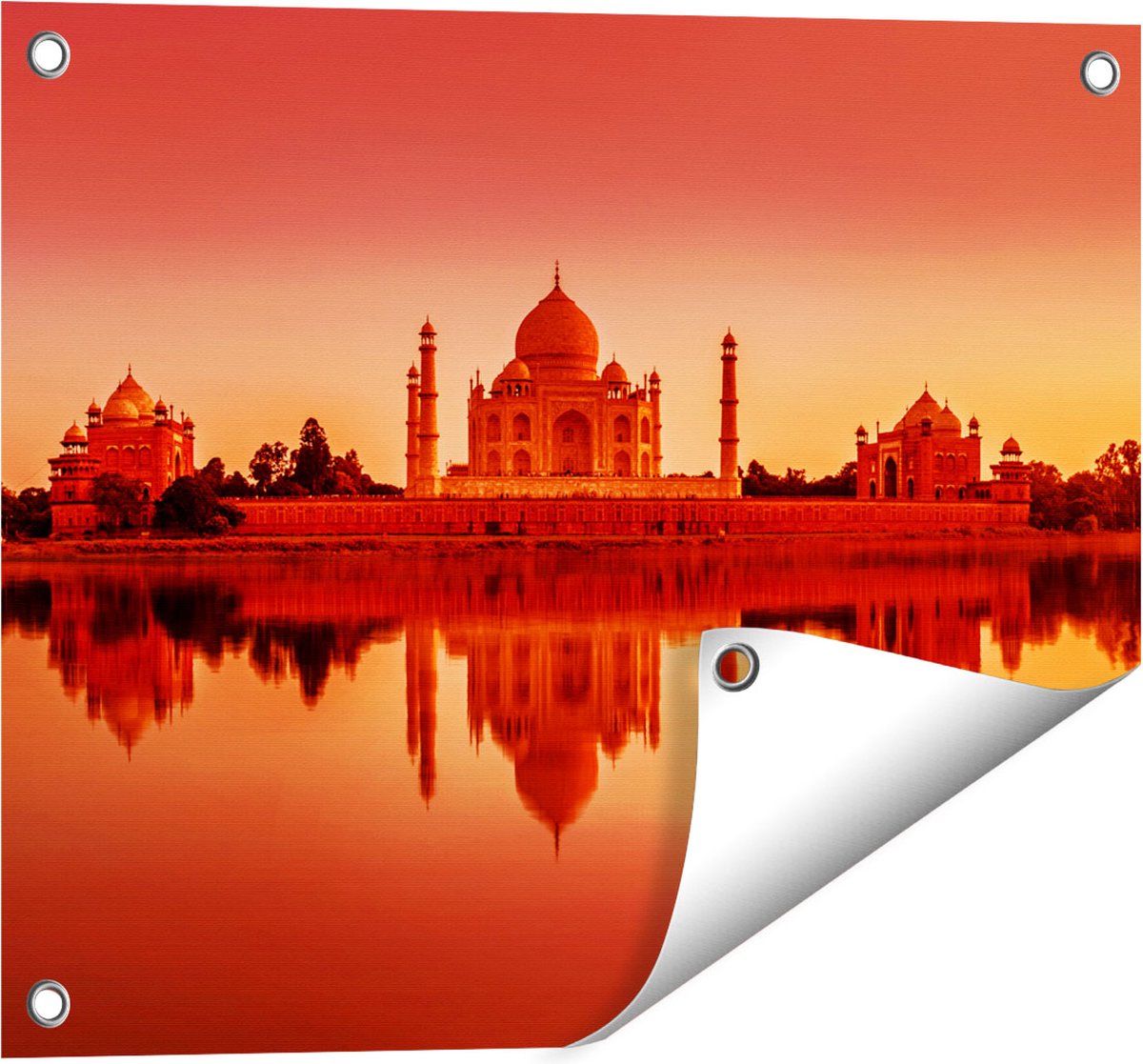 Gards Tuinposter Taj Mahal bij Zonsondergang - 50x40 cm - Tuindoek - Tuindecoratie - Wanddecoratie buiten - Tuinschilderij Multikleur
