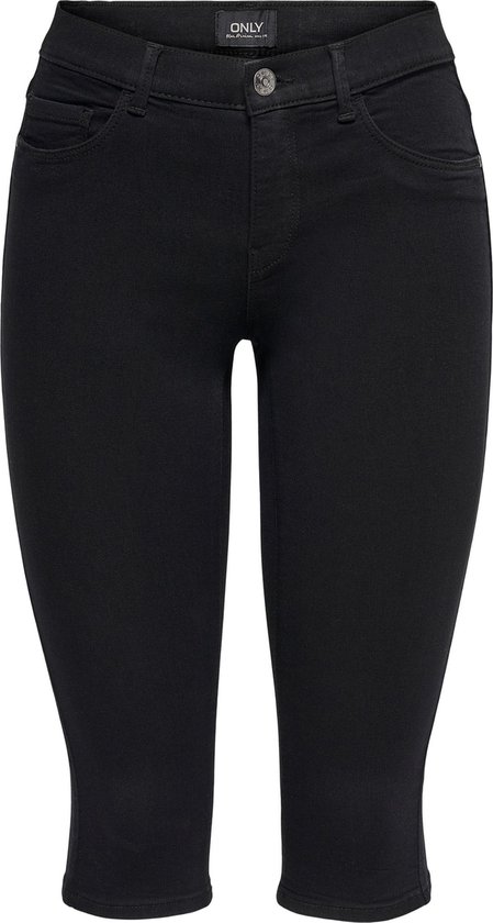 Jean 3/4 noir, vue de face, avec le logo de la marque 'ONLY'.