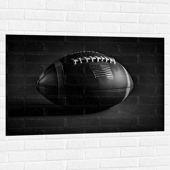 Muursticker - Rugby Ball in (Zwart- wit) - 105x70 cm Foto op Muursticker