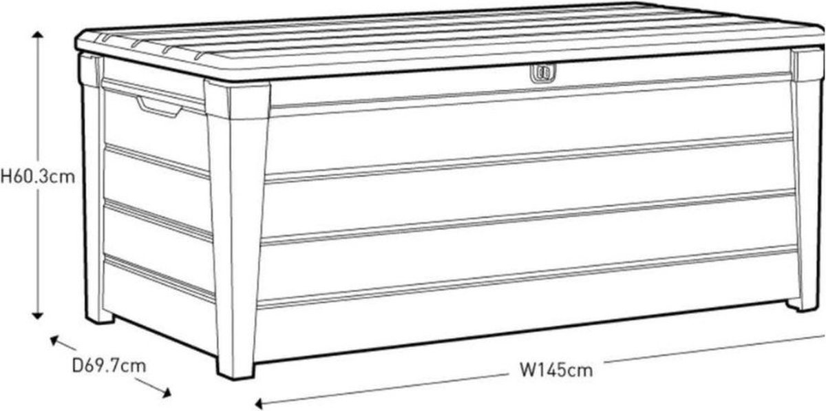 Keter Brightwood Opbergbox - 455L - 145x69,7x60,3 cm - Grafiet