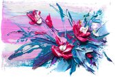 Fotobehang - Vlies Behang - Olieverfschilderij Bloemen - Kunst - 208 x 146 cm