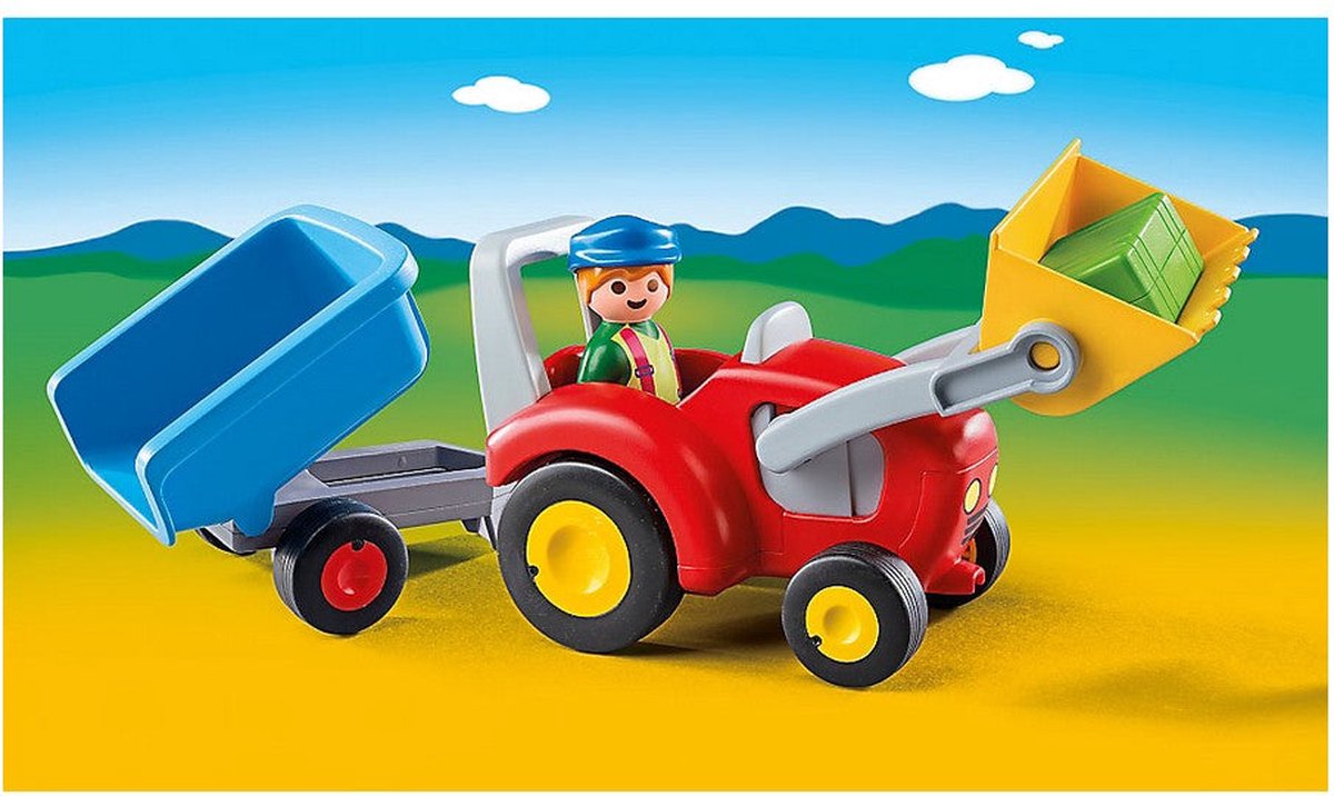 PLAYMOBIL 1.2.3 Boer met tractor en aanhangwagen - 6964 — afbeelding 7