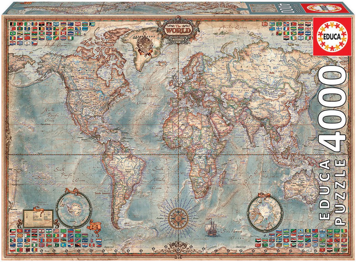 Grande carte du monde Educa - 4000 pièces | bol