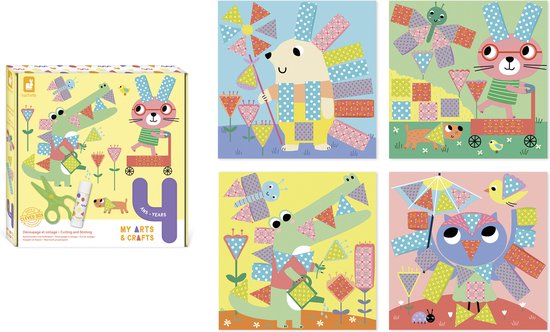 JANOD My Arts & Crafts-J07742 Creatieve vrijetijdsset voor kinderen, vanaf 4 jaar, ronde stickers, 4 schilderijen, meerkleurig