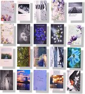 Cards & Crafts 20 Cartes de Voeux de Condoléances de Luxe Set Zwart / Wit - Sincères Condoléances - 17x12cm - Carte pliée avec enveloppe