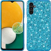 Mobigear Hoesje geschikt voor Samsung Galaxy A54 Telefoonhoesje Hardcase | Mobigear Glitter Backcover | Galaxy A54 Case | Back Cover - Blauw