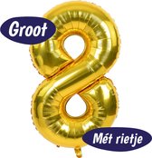 Cijfer Ballonnen - Ballon Cijfer 8 - 70cm Goud - Folie - Opblaas Cijfers - Verjaardag - 8 jaar, 18 jaar, 80 jaar - Versiering