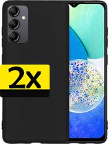 Hoesje Geschikt voor Samsung A14 Hoesje Siliconen Case - Hoes Geschikt voor Samsung Galaxy A14 Hoes Siliconen - Zwart - 2 Stuks