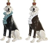Decoratieve figuren DKD Home Decor 19,5 x 16 x 38,5 cm Zwart Wit Hond (2 Stuks)