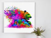 Colorful bear blast | Colorful Bear Blast | Kunst - 30x30 centimeter op Canvas | Foto op Canvas - wanddecoratie schilderij