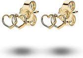 Twice As Nice oorbellen in 18kt verguld zilver, duo van hartjes