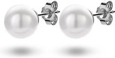 Twice As Nice Oorbellen in zilver, parel van 8 mm Wit