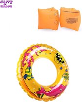 Happy Trendz® Swim ring + Roll ups arm rings set - Oranje - Orange - enfants - sécurité - natation -