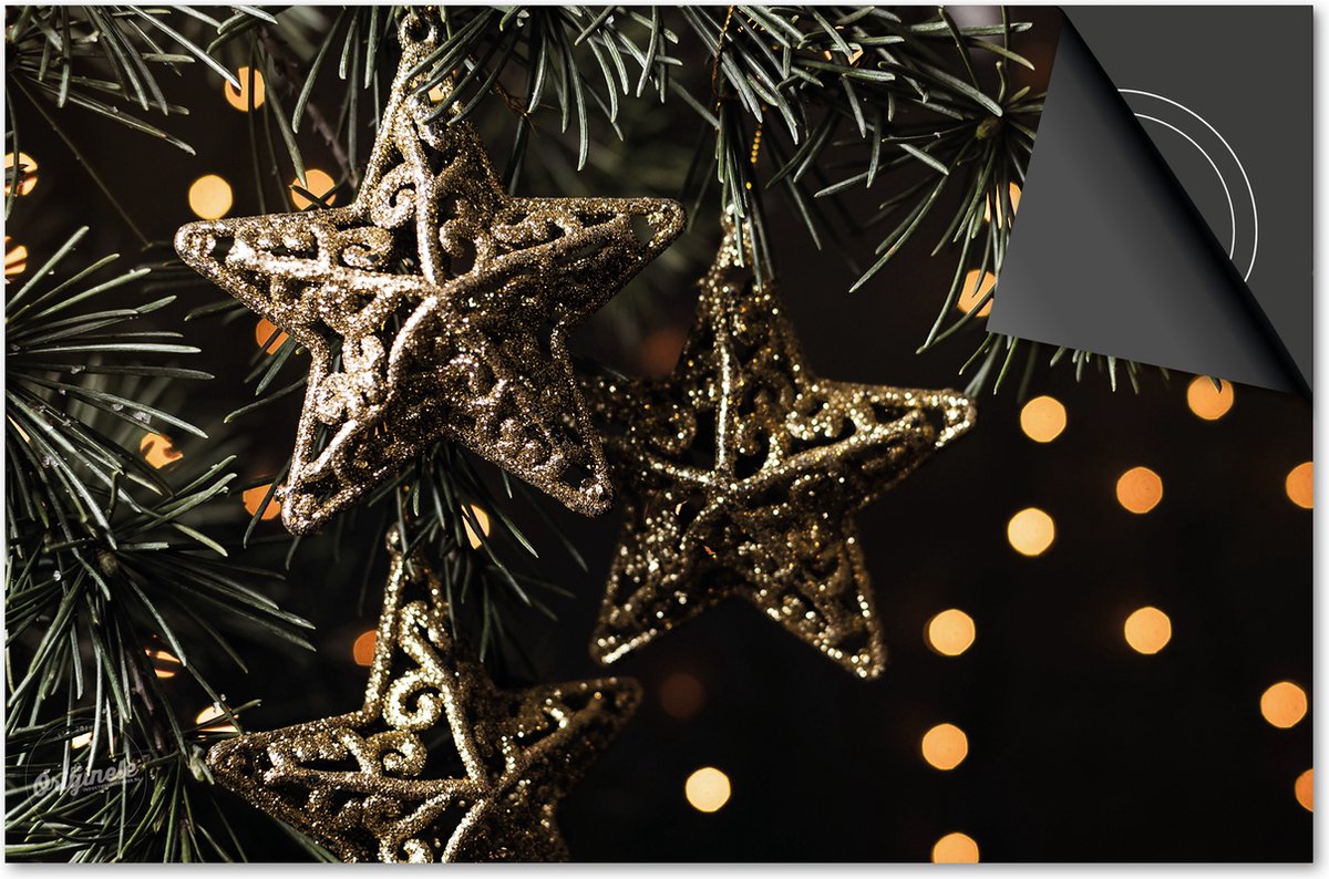 Inductie beschermer 83x51,5 - afdekplaat inductie mat - Dietrix Kookplaat beschermer - Base - Feestdagen - Gouden sterren in kerstboom