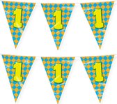 Paperdreams verjaardag 1 jaar thema vlaggetjes - 2x - feestversiering - 10m - folie - dubbelzijdig