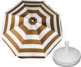 Parasol - Goud/wit - D140 cm - incl. draagtas - parasolvoet - 42 cm