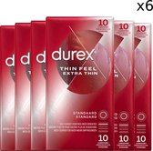 Durex - Condooms - Thin Feel - Extra Thin - 6x 10 stuks