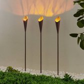 Lindby - solar tuinverlichting - 1licht - ijzer, glas, kunststof - H: 90 cm - roest, geelgoud - Inclusief lichtbron