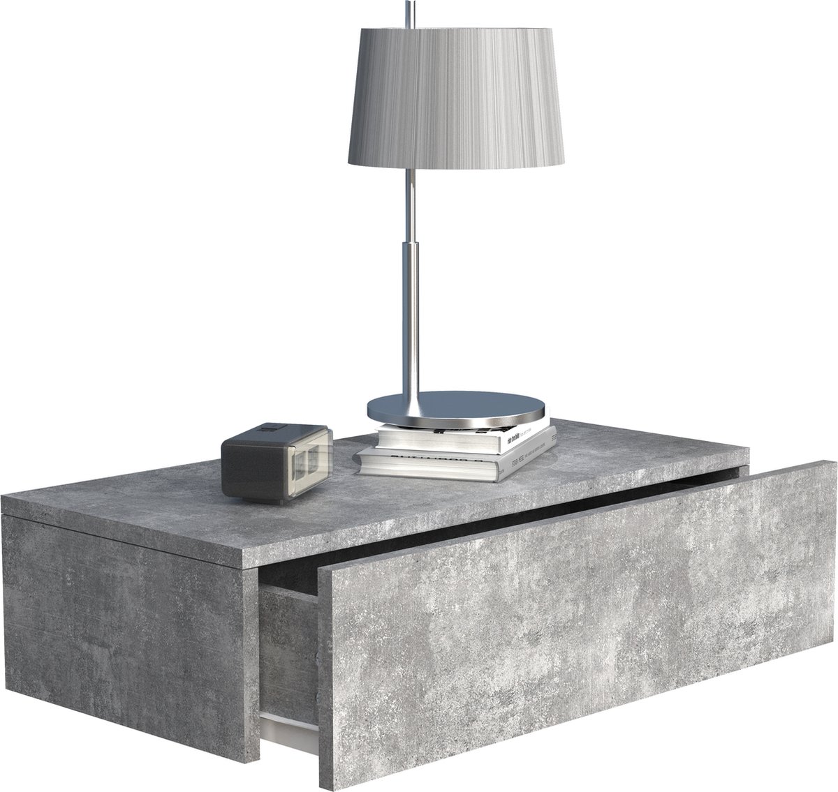 VCM Houten wandlade nachtkastje wandplank lade console nachtkastje Usal L 45 cm Houten wandlade nachtkastje wandplank lade console nachtkastje Usal L 45 cm Zwart/honing eik