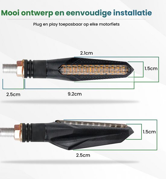 evermotor Universele CNC 12 V 2 stuks E32 LED Motorfiets richtingaanwijzers, goedgekeurde richtingaanwijzers, aluminium IP67 waterdicht en getest