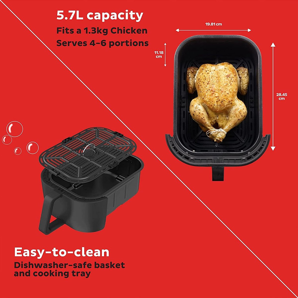 Afbeelding 2 van Instant Vortex Slim 5,7L airfryer (zwart) | 20% smaller | superstil met QuickMark | verlengde mand | anti-aanbaklaag | vaatwasmachcinebestendig