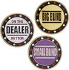 Afbeelding van het spelletje Relaxdays poker buttons - 3-delige set - metaal - big blind - dealer button - small blind