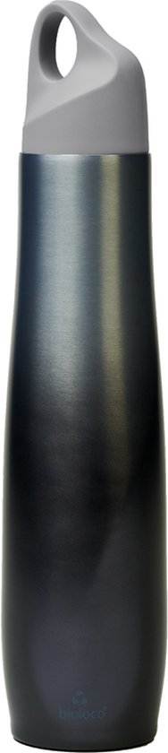 BioLoco Drinkfles RVS Curve - Metalic Grijs/Zwart - 420ml ...
