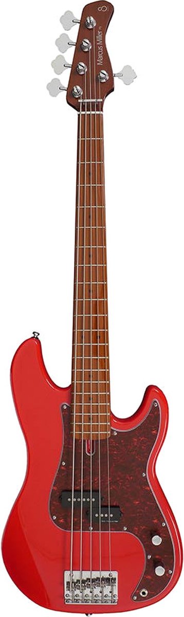 Sire P5 A5/DRD Marcus Miller basgitaar 5-snarige passieve P-stijl bas in Dakota Red