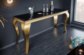 Elegante consoletafel MODERN BAROK 145cm zwart goud opaalglas roestvrijstalen poten - 42314