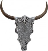 Decoratieve schedel Exotic Bull 57cm zilver mango