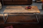 Industriële salontafel BARRACUDA 110cm gerecycled hout gebogen poten massief houten metalen frame - 39587