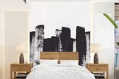 Behang - Fotobehang Verf - Abstract - Zwart - Wit - Breedte 205 cm x hoogte 280 cm - Behangpapier