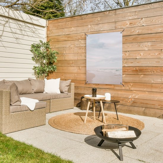 Tuinposter 60x80 cm - Tuindecoratie Zee - Strand - Golven - Natuur - Zomer - Poster voor in de tuin - Buiten decoratie - Schutting tuinschilderij - Tuindoek muurdecoratie - Wanddecoratie balkondoek