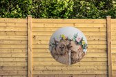 Tuincirkel Alpaca - Bloemen - Dieren - Natuur - 120x120 cm - Ronde Tuinposter - Buiten XXL / Groot formaat!
