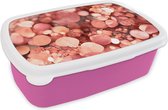 Broodtrommel Roze - Lunchbox - Brooddoos - Abstract - Glitter - Roze - Luxe - 18x12x6 cm - Kinderen - Meisje
