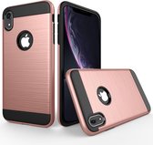 Geborsteld textuur, schokbestendig, robuust harnas, beschermhoes voor iPhone XR (rose goud)