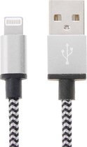 2 m geweven stijl 8-pins naar USB-synchronisatiegegevens / oplaadkabel, voor iPhone 6 en 6 Plus, iPhone 5 en 5S en 5C, iPad Air 2 & Air, iPad mini 1/2/3, iPod touch 5 (zilver)