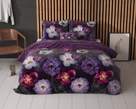 Housse de couette Sleeptime Magic Flower - 140 x 200/220 + 1 taie d'oreiller 60 x 70 cm - Violet