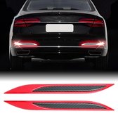 2 STKS Koolstofvezel Auto-Styling Achterbumper Decoratieve Strip, Externe Reflectie + Binnen Koolstofvezel (Rood)