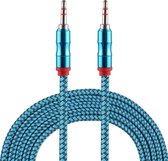2 m 3,5 mm Jack Male naar Male Nylon Weave AUX-kabel (blauw)
