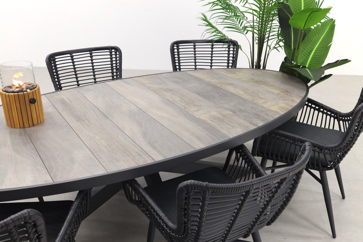 Hartman Milaan/Silva wood-look 240x115 cm oval garden dining set - 7-piece