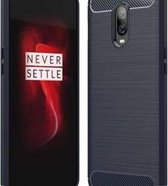 Geborstelde TPU Cover - OnePlus 6T - Donker Blauw