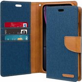iPhone XR hoes - Mercury Canvas Diary Wallet Case - Blauw