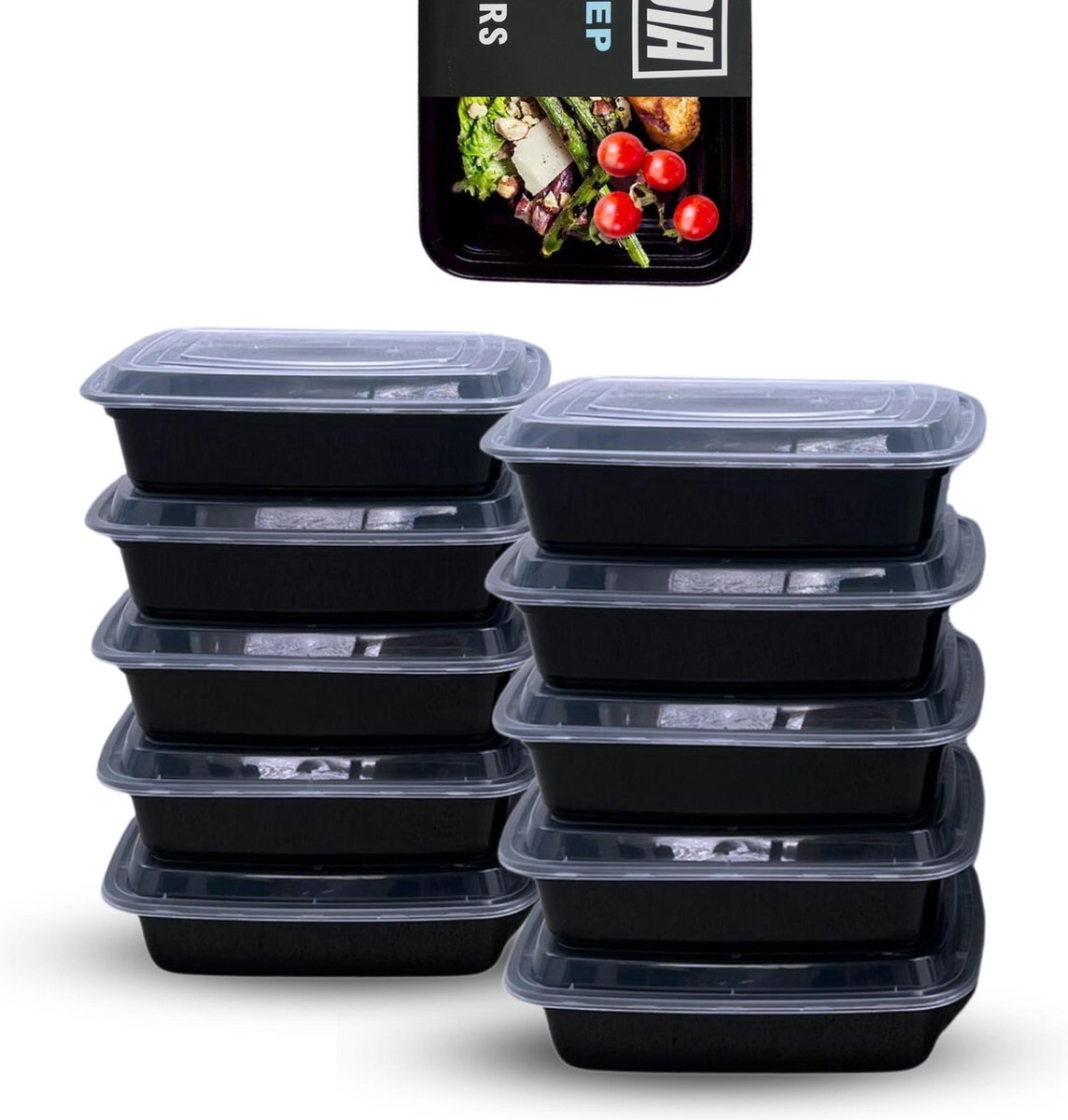 LaCardia Meal prep bakjes 1 compartiment - Set van 10 - vershoudbakjes set met deksel - diepvriesbakjes - Magnetron bakjes