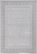 the carpet Vloerkleed Mila modern woonkamer tapijt, elegant glanzend kortpolig woonkamer tapijt in grijs met goud zilver rand, tapijt 80 x 150 cm