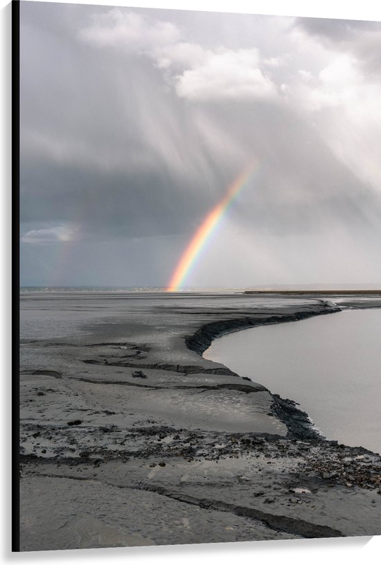 Canvas - Regenboog bij Dondere Lucht - 100x150 cm Foto op Canvas Schilderij (Wanddecoratie op Canvas)