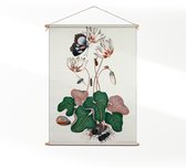 Textielposter Prent Natuur Vogel en Bloemen 12 M (55 X 40 CM) - Wandkleed - Wanddoek - Wanddecoratie